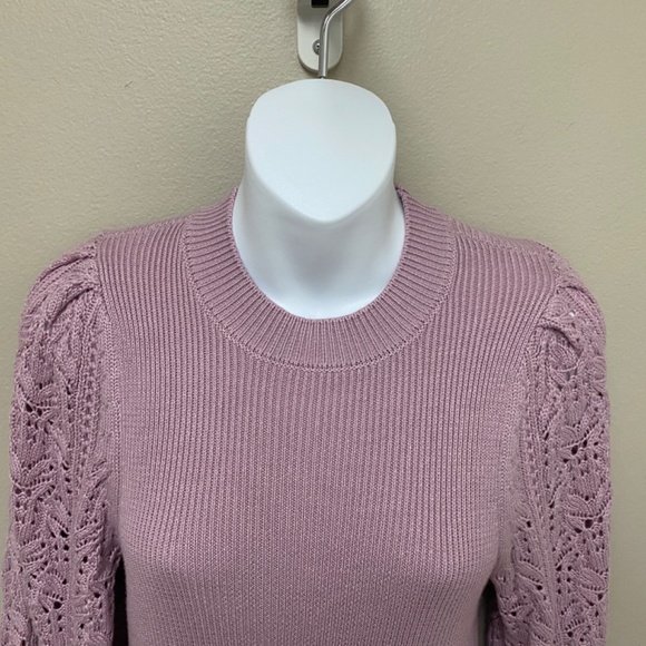NEW! Splendid Phoebe Cashblend Pointelle Crewneck Sweater Lavender Pink S - $148 - Picture 4 of 14
